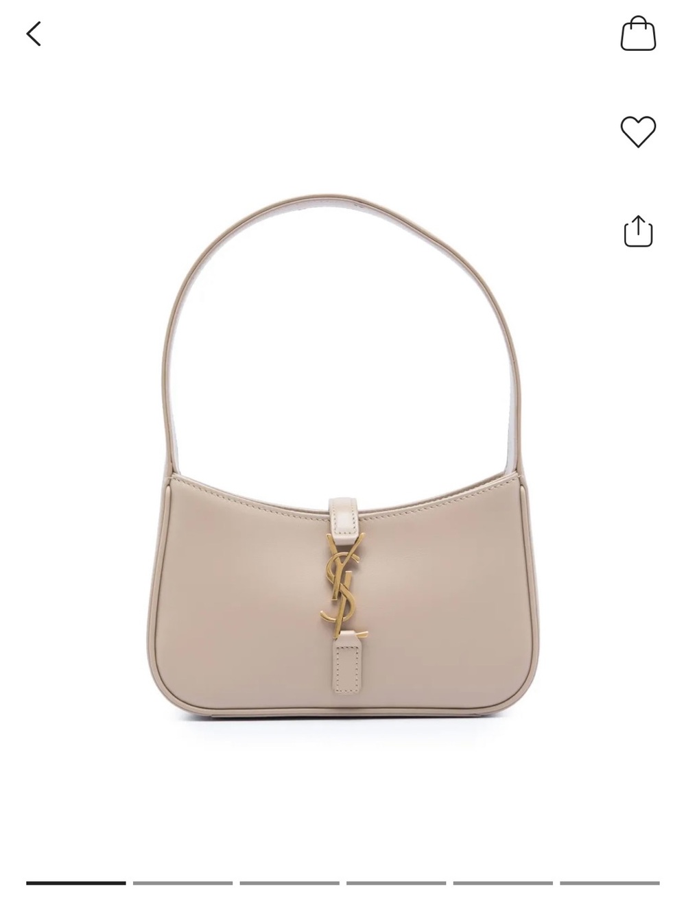 Yves Saint Laurent Taupe Leather Hobo with Gold YSL Emblem